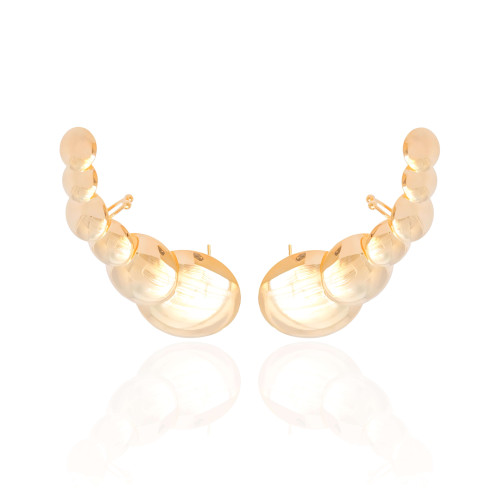 Ear Cuff Bolas Achatadas Banhado a Ouro 18K