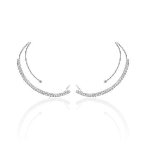 Ear Cuff Cravejado Cristal Ródio Branco