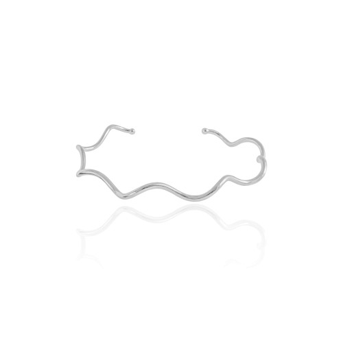 Bracelete Ondulado Ródio Branco