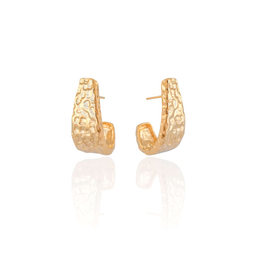 Brinco Argola Orgânica 2.7 cm Banhado a Ouro 18K