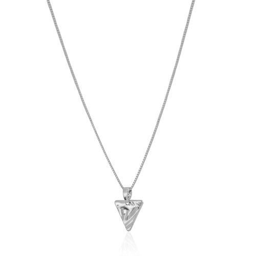 Gargantilha Veneziana Triângulo Orgânico Ródio Branco