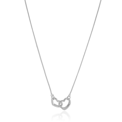 Gargantilha Veneziana Corações Entrelaçado Ródio Branco