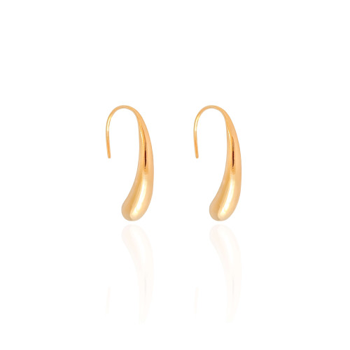 Brinco Passante Gota Lisa Banhado a Ouro 18K