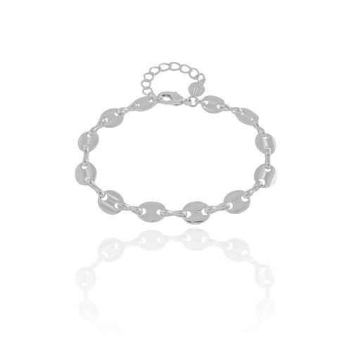 Pulseira Plaquinhas Lisas 7 mm Ródio Branco