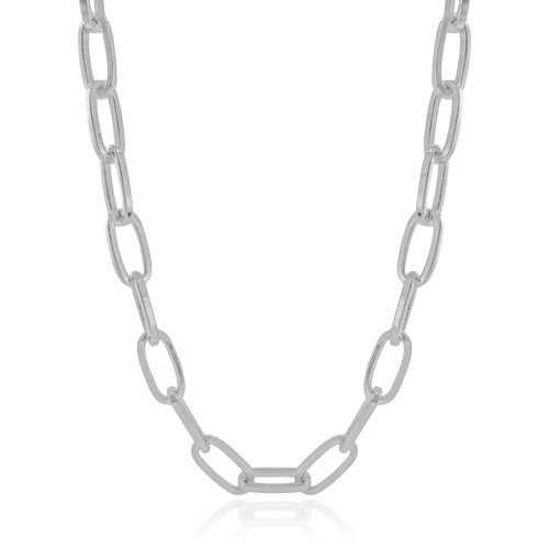 Gargantilha Elos Ovais 9 mm Ródio Branco