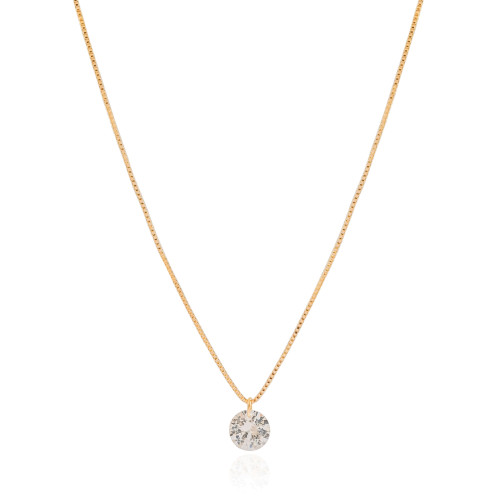 Gargantilha Veneziana Ponto de Luz Cristal Banhado a Ouro 18K