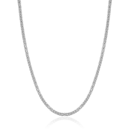 Gargantilha Malha Morango 3 mm Ródio Branco