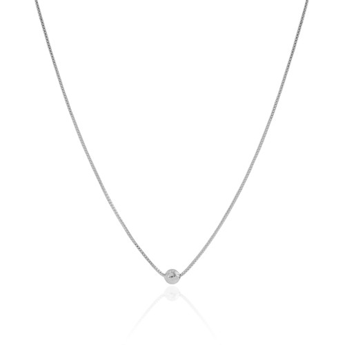 Choker Veneziana Bola Lisa 5 mm Ródio Branco