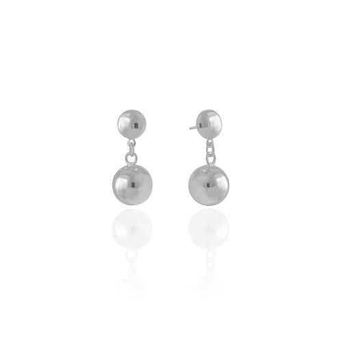 Brinco Redondo com Bola Lisa 11 mm Ródio Branco