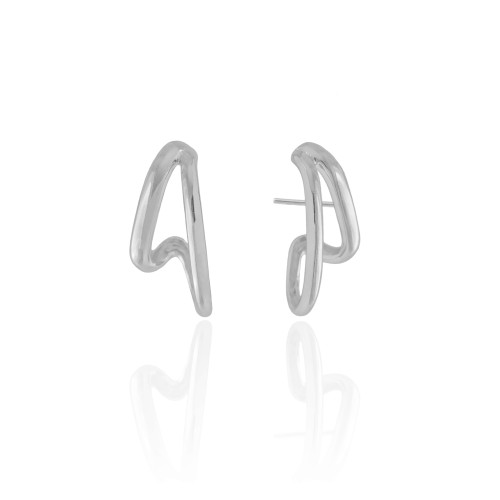 Ear Hook Dois Filetes Lisos Ródio Branco