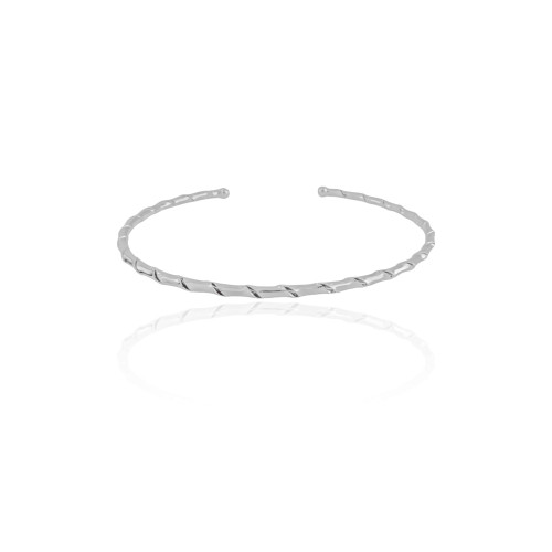 Bracelete Espiral 2 mm Ródio Branco