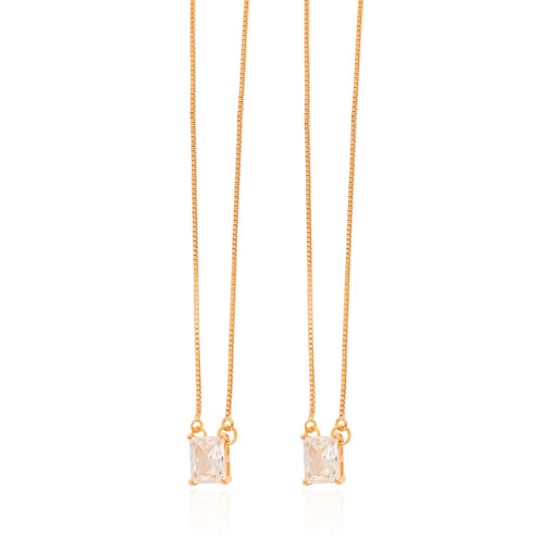Escapulário Retângulos Cristal Banhado a Ouro 18K - 65 cm