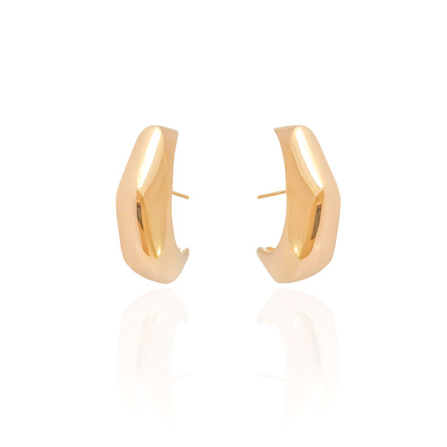 Ear Hook Geométrico Liso 3.2 cm Banhado a Ouro 18K