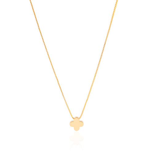 Choker Veneziana Trevo Liso Banhado a Ouro 18K