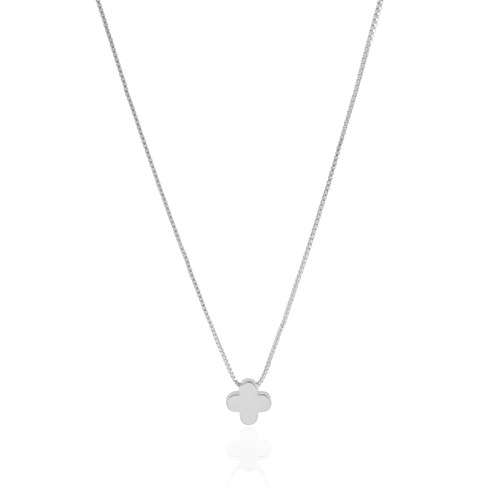 Choker Veneziana Trevo Liso Ródio Branco