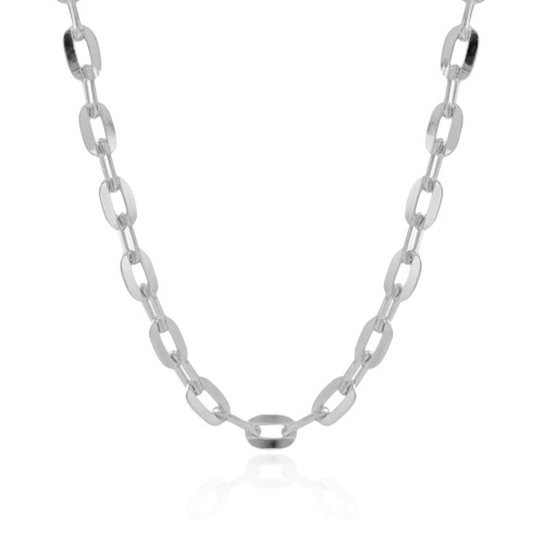 Choker Elos Ovais 9 mm Ródio Branco