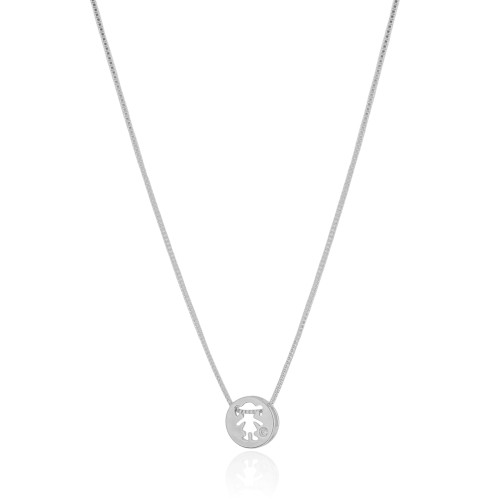 Gargantilha Filho Menina Ponto de Luz Cristal Ródio Branco - 45 cm