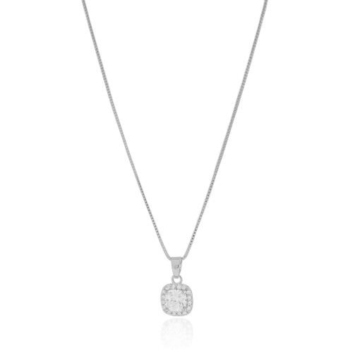 Gargantilha Veneziana Ponto de Luz Cravejado Cristal Ródio Branco - 45 cm