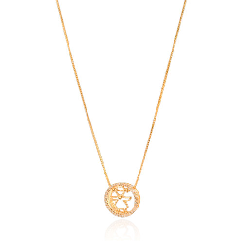 Gargantilha Filho Menina Cravejado Cristal Banhado a Ouro 18K - 45 cm