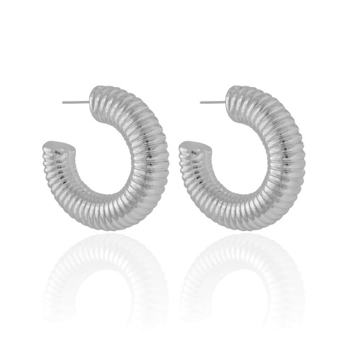 Brinco Argola Tubo Mola 4.0 cm Ródio Branco