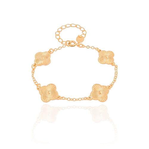 Pulseira Flor Riscada Banhado a Ouro 18K