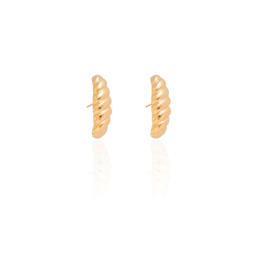Ear Hook Torcido Liso Banhado a Ouro 18K