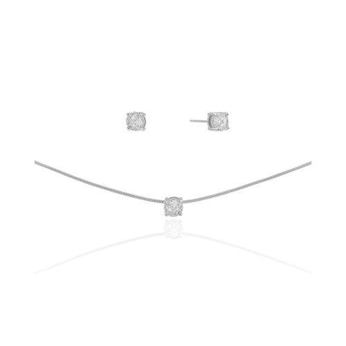 Conjunto Ponto de Luz Cristal 5 mm Ródio Branco