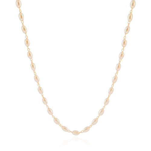 Gargantilha Pérolas Ovais Banhado a Ouro 18K - 40 cm