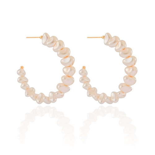 Brinco Argola Pérolas Barrocas 4.6 cm Banhado a Ouro 18K