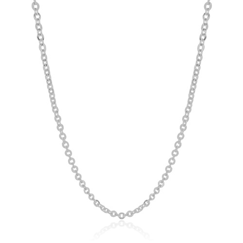 Gargantilha Elos Bailarina 3 mm Ródio Branco - 45 cm