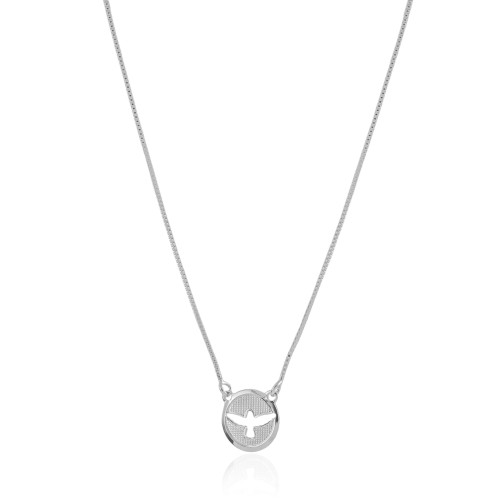 Escapulário Veneziana Espirito Santo Ródio Branco