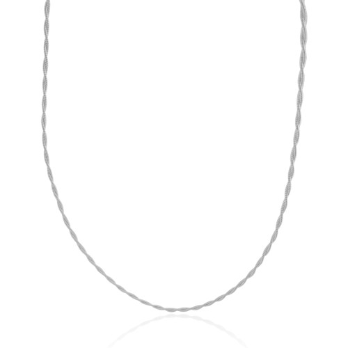 Gargantilha Corda Violão Torcida 2.5 mm Ródio Branco