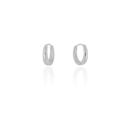 Brinco Argola Oval Lisa 1.5 cm Ródio Branco