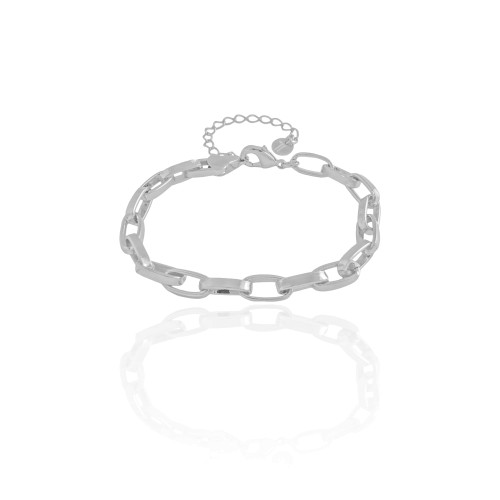 Pulseira Elos Ovais 5 mm Ródio Branco