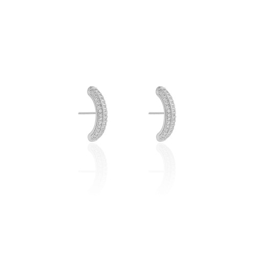 Ear Hook Cravejado 1.9 cm Cristal Ródio Branco