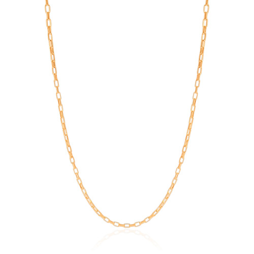 Gargantilha Elos Retos 2 mm Banhado a Ouro 18K - 45 cm