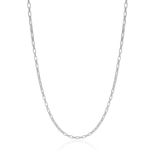 Gargantilha Elos Retos 2 mm Ródio Branco - 45 cm