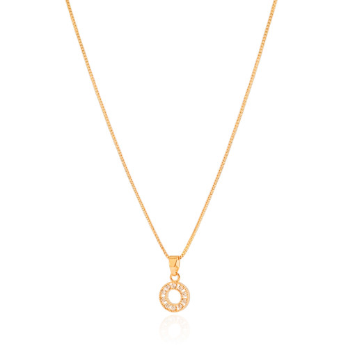 Gargantilha Veneziana Redondo Cravejado Cristal Banhado a Ouro 18K - 45 cm