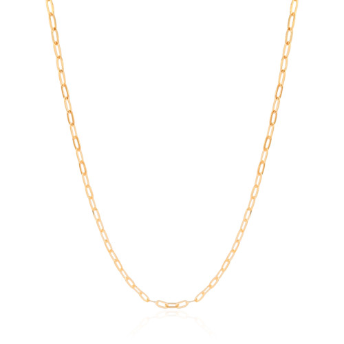 Gargantilha Elos Ovais 3 mm Banhado a Ouro 18K - 45 cm