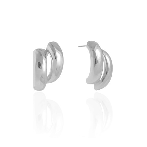 Brinco Filetes Tubo Liso 2.9 cm Ródio Branco