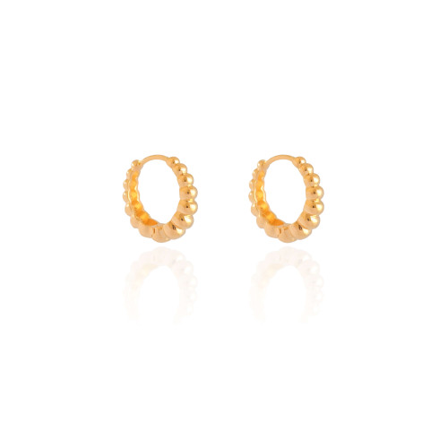 Brinco Argola Click Bolas Lisas 1.8 cm Banhado a Ouro 18K