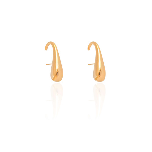 Ear Hook Gota Lisa 2.4 cm Banhado a Ouro 18K