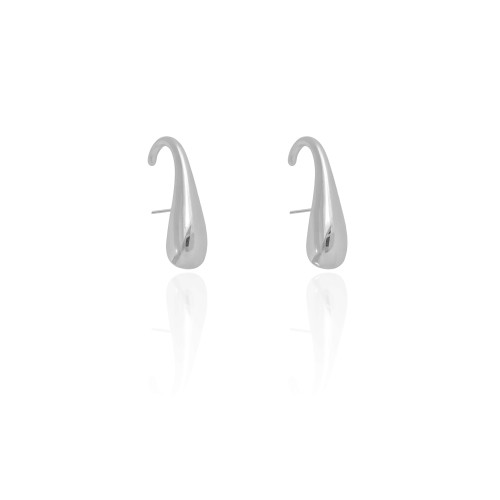 Ear Hook Gota Lisa 2.4 cm Ródio Branco