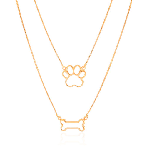 Gargantilha Veneziana Dupla Pet Banhado a Ouro 18K