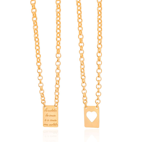 Escapulário A Medida do Amor e o Amor Sem Medidas Banhado a Ouro 18K