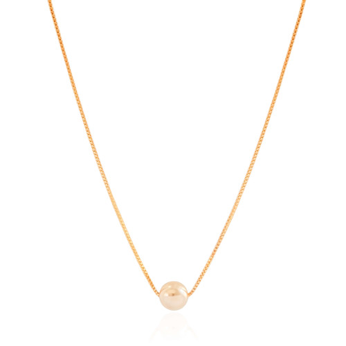 Gargantilha Veneziana Pérola 8 mm Banhado a Ouro 18K - 45 cm