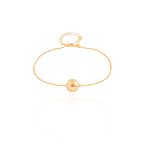 Pulseira Veneziana Bola Lisa 10 mm Banhado a Ouro 18K