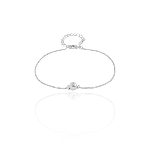 Pulseira Veneziana Bola Lisa 6 mm Ródio Branco
