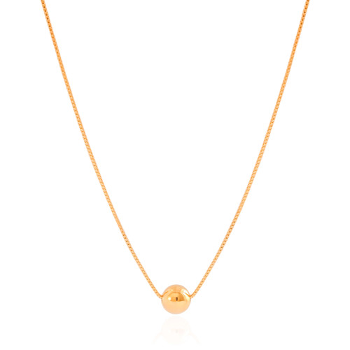 Gargantilha Veneziana Bola Lisa 8 mm Banhado a Ouro 18K - 45 cm