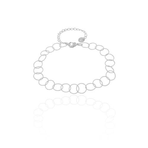 Pulseira Círculos Texturizados 8 mm Ródio Branco